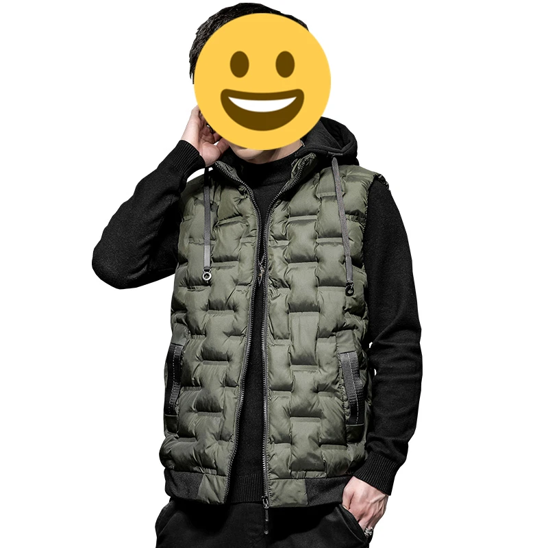 Custom Logo Lightweight Blank Plain Bubble Vest With Hat Down Cotton Puffer Vest For Men
