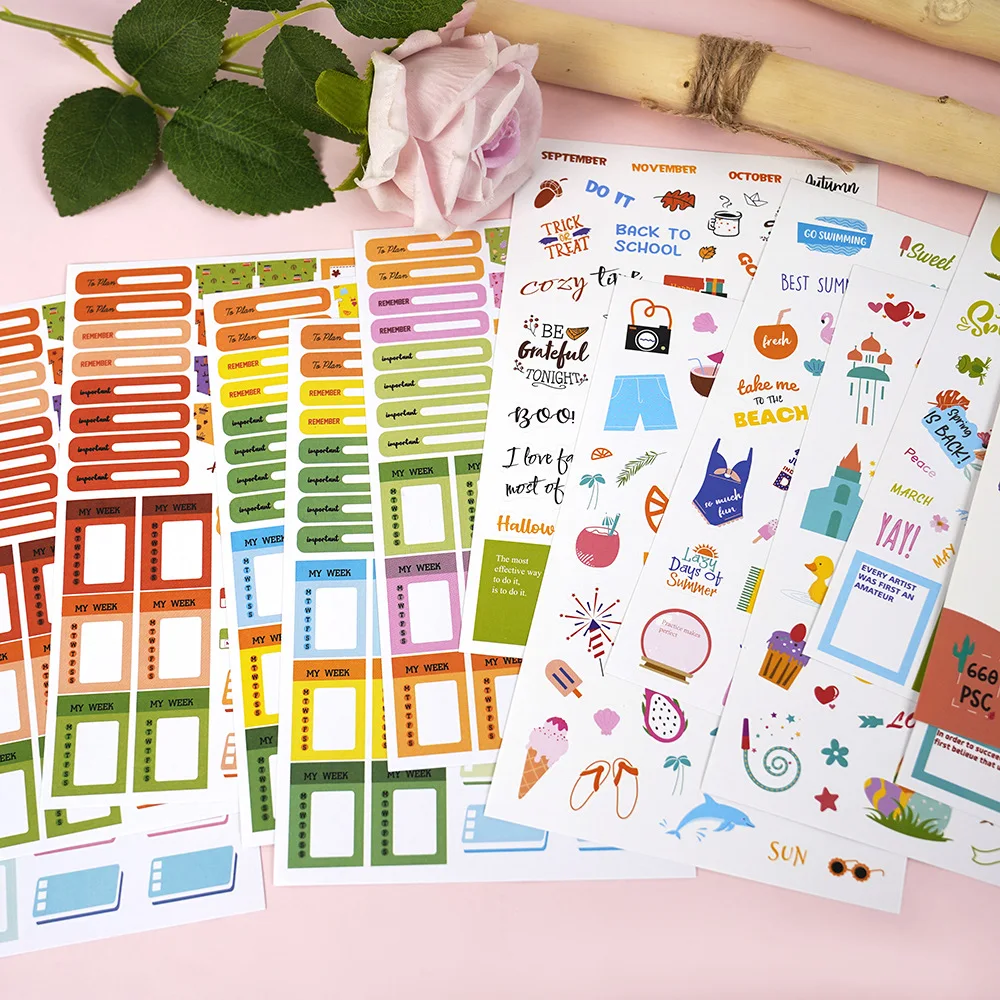 Custom Season Planning Sticker Sheet Label Month Holiday Labeling Stickers Planning  Decoration Writable Planner Sheet Sticker