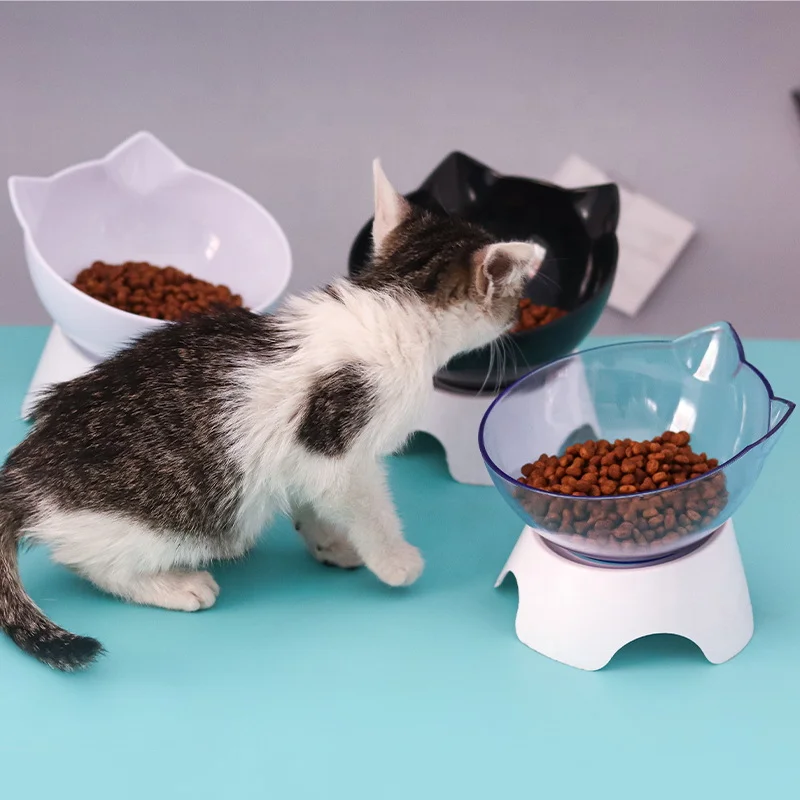 Neck Protection Raised Stand Transparent Cat Bowl Pet Feeding Bowl Pet Food Water Feeder for Cats