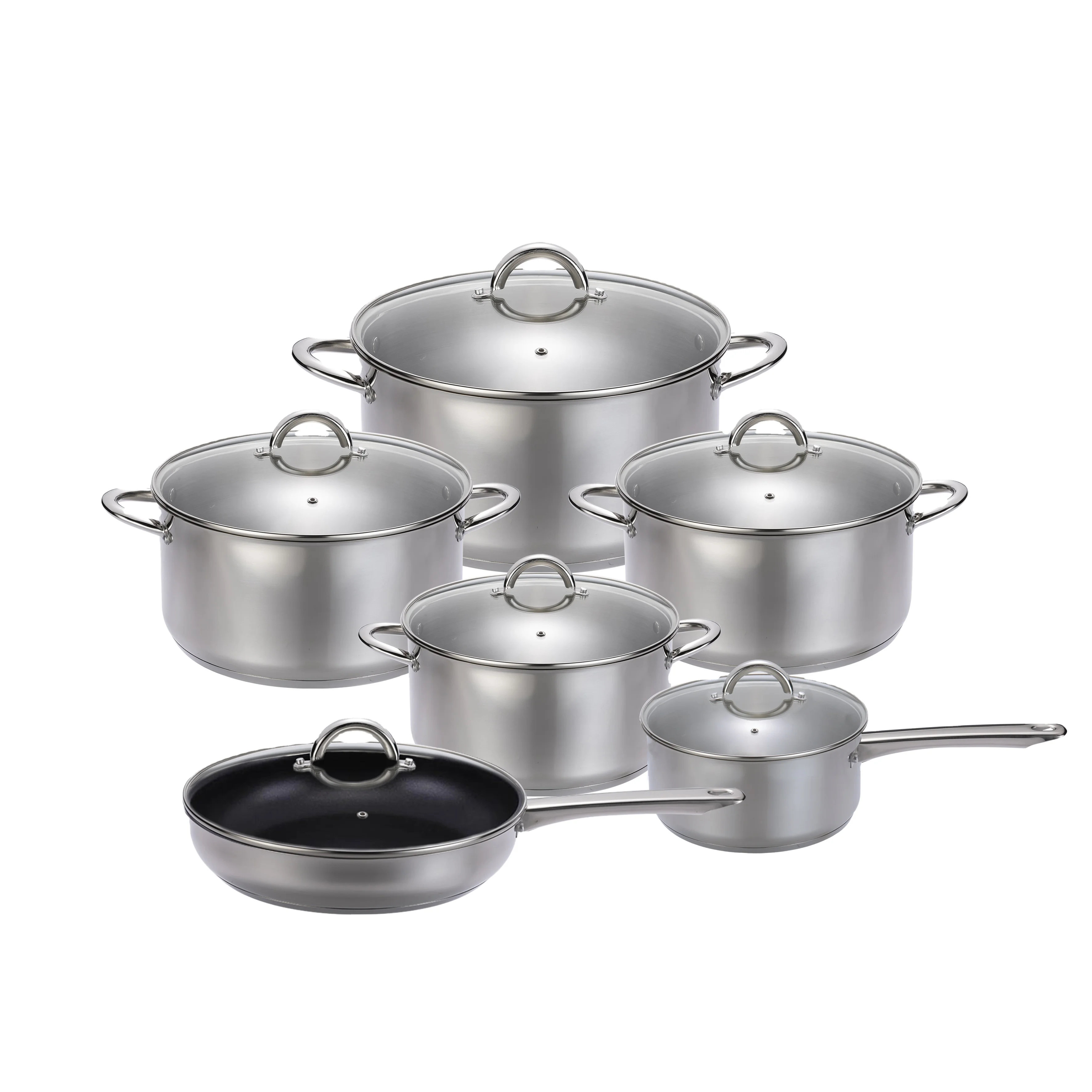Works with Electric Cooktops kitchen cookware set non stick home cooking stainless steel cookware sets