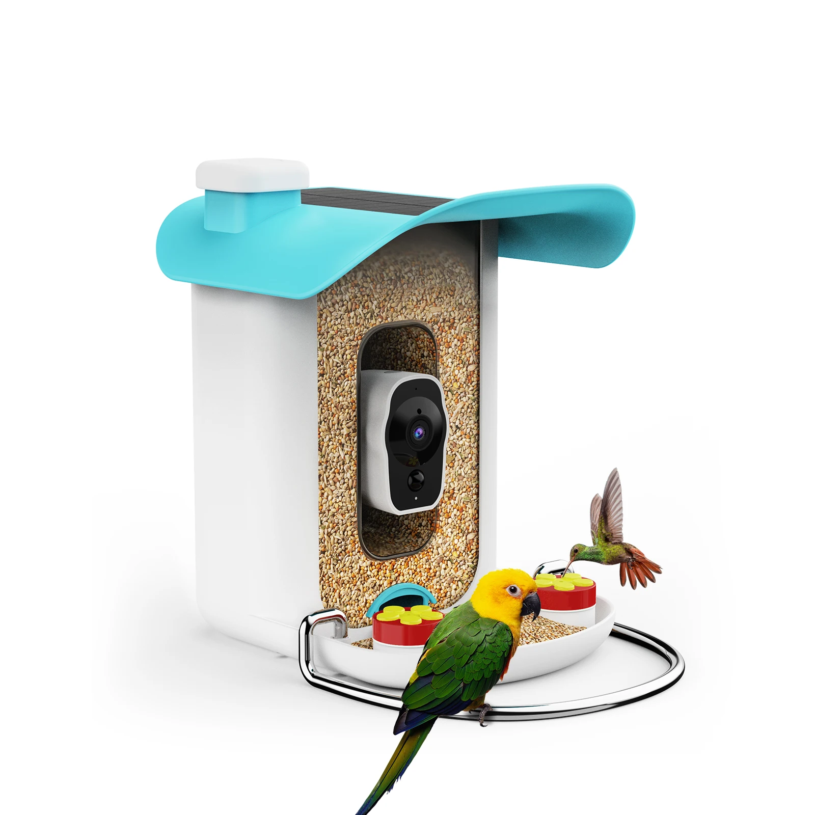 2024 New Factory Wholesale Outdoor Waterproof IP65 Solar Powered Free AI Bird Identification Smart Bird Food Feeder With Camera