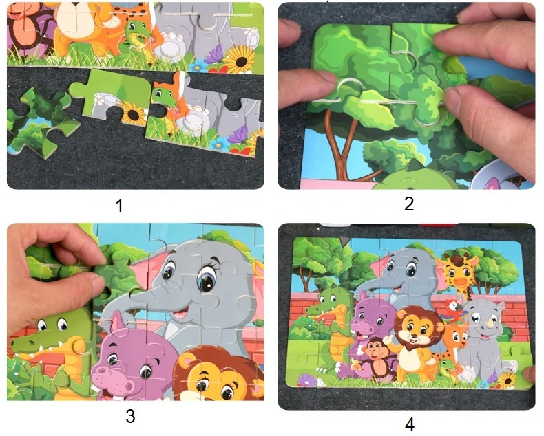 Latest 24 40 60 Pieces Montessori Toys Educational Cartoon Wooden Animal Jigsaw Puzzle Toys