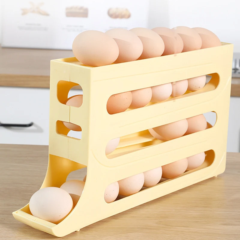 Wholesale Egg Storage 4 Layers Four Tiered Slide Type Kitchen Refrigerator Egg Organizer Container Storage Rack Egg Storage Box