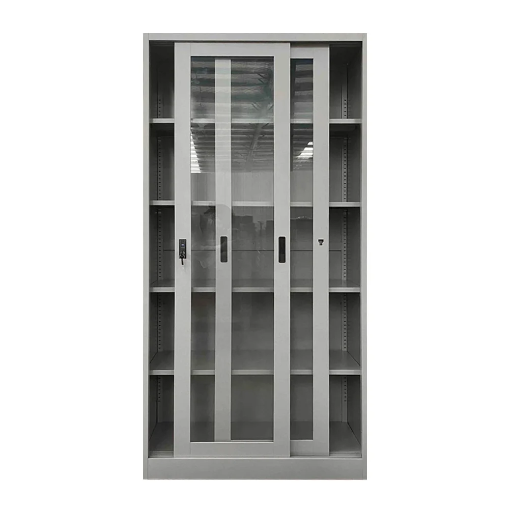 High Quality Cupboard Sliding Door Steel File Cabinet Metal Glass Door Cupboard