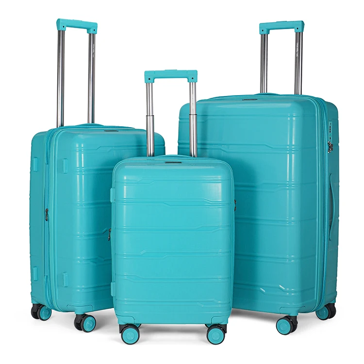 China 3 Pieces Polypropylene Suitcase Hard Shell Luggage Set Lightweight Case Travel Bags Trolley