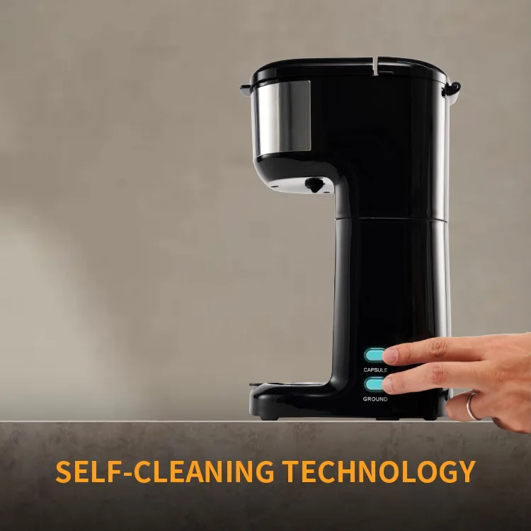 Multifunction K Cup Ground and Tea Mini Coffee Maker Single Serve Auto Shut Off Descaling Reminder Self Cleaning Coffee Maker