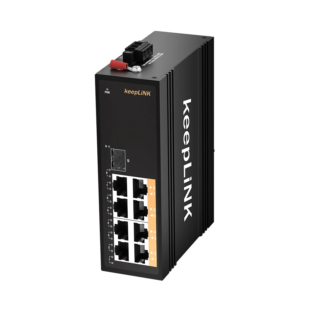 9 Port Layer 2 Nonmanagement Industrial POE Switch 1 SFP Uplink 8 Copper PoE/PoE+ 240W Power Supply