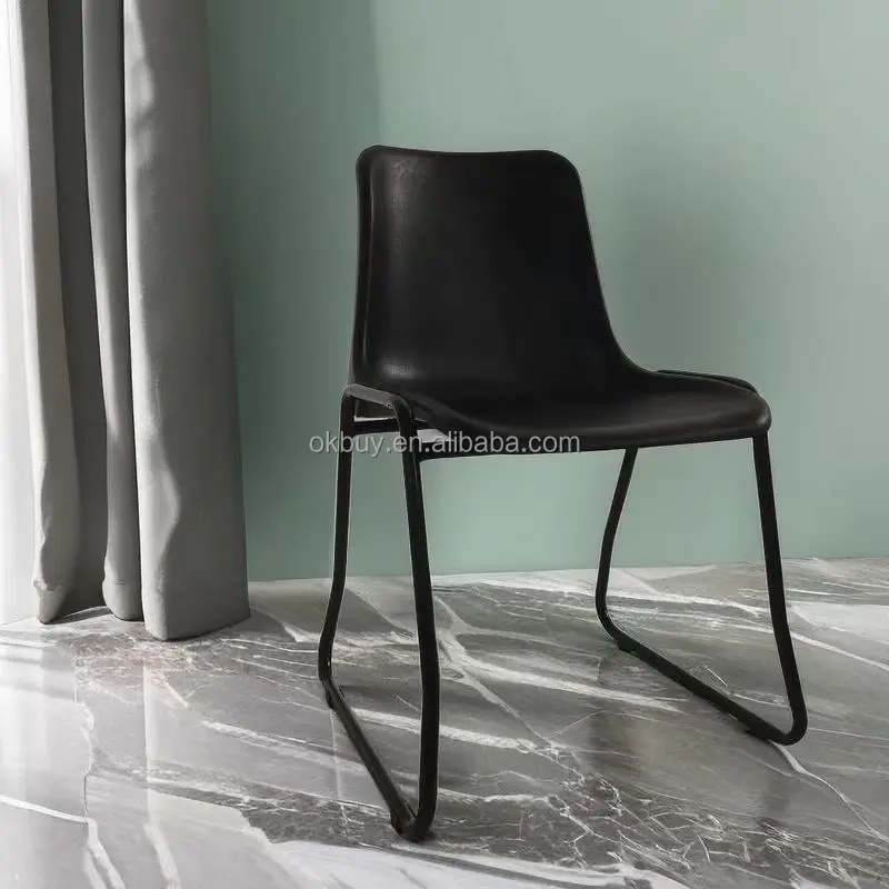 Best Quality Modern Simple Stackable Comfortable Dining Home Study Office Restaurant Chair With PP Shell Metal Slide Base Leg