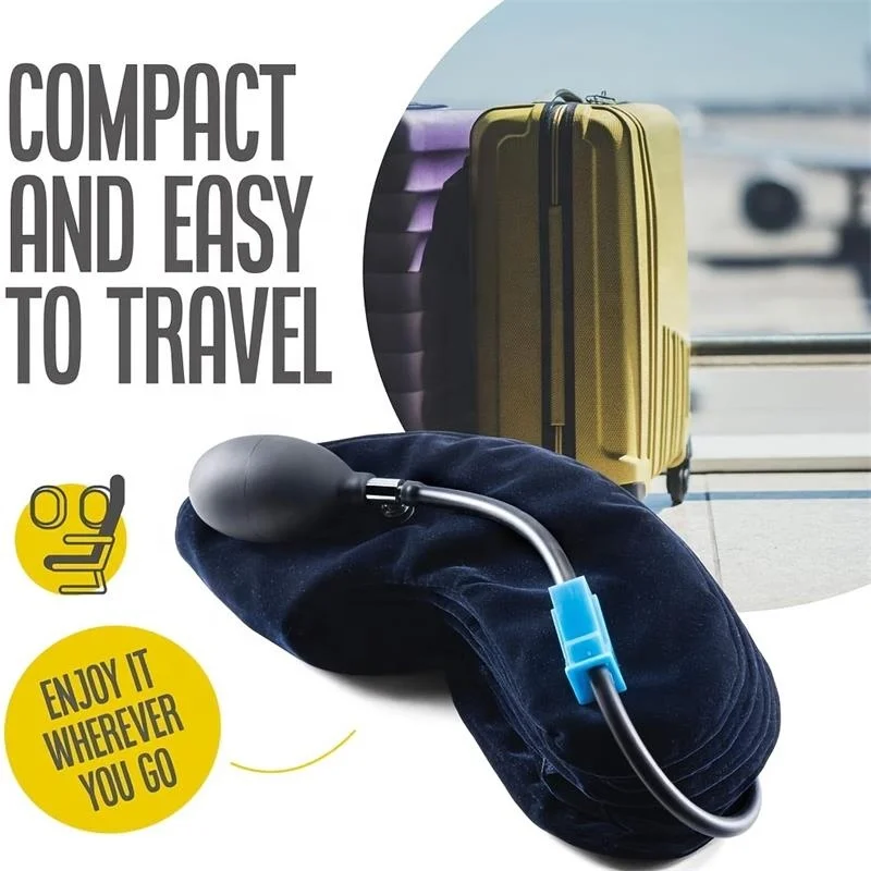 Portable U Shape Neck Stretcher Inflatable Press Pump Pillow Neck Travel Office Break Pillow For Adults