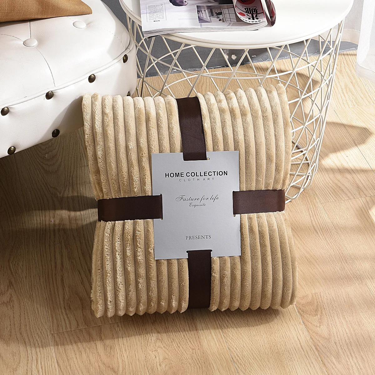 Warm Winter Smooth Coral Fleece Blankets For Babies Nordic Style Solid Color Knit Throw Blanket