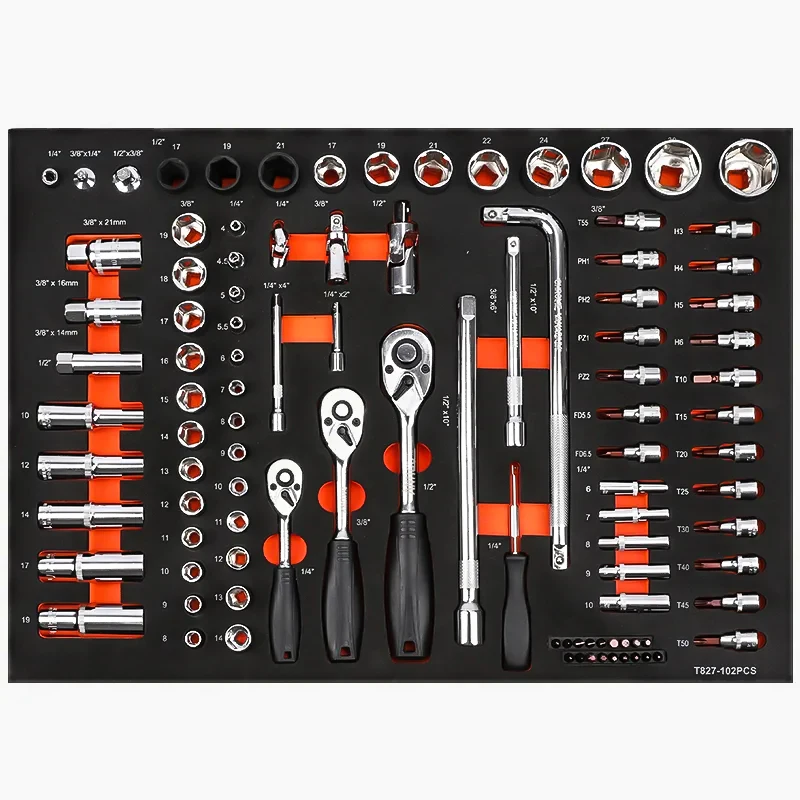 98pcs 1/2 Hexagonal Sleeve Conjoined With A Bit Spark Plug Sleeve Professional Bike Motorbike Car Tool Trolley Cabinet Tool Sets