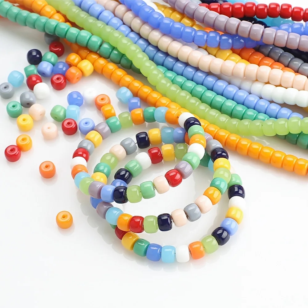 XUQIAN Ins Hot Selling 6*8mm Hole Cylindrical Glass Crystal Beads for DIY Jewelry Phone Chain Material Accessories