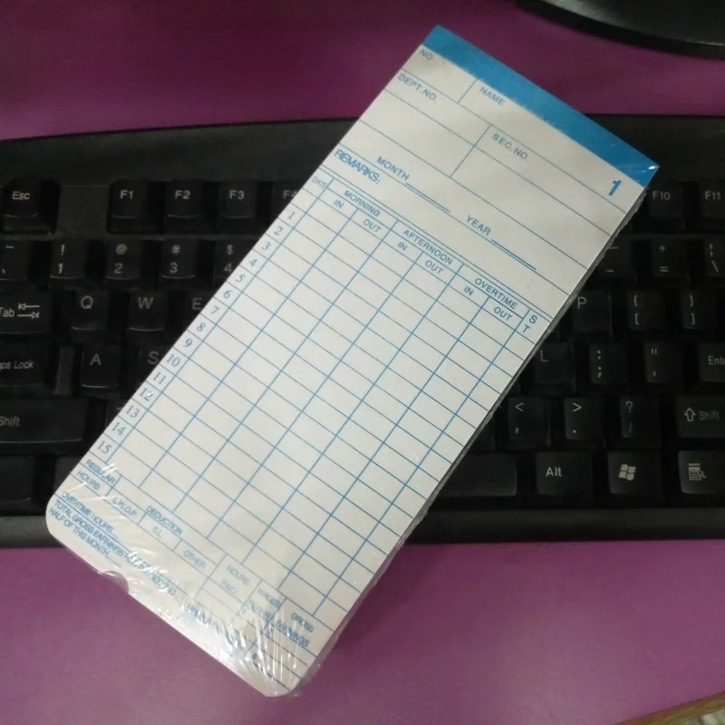 Special attendance card paper for English clock clocking in, English card paper, work card, and attendance card