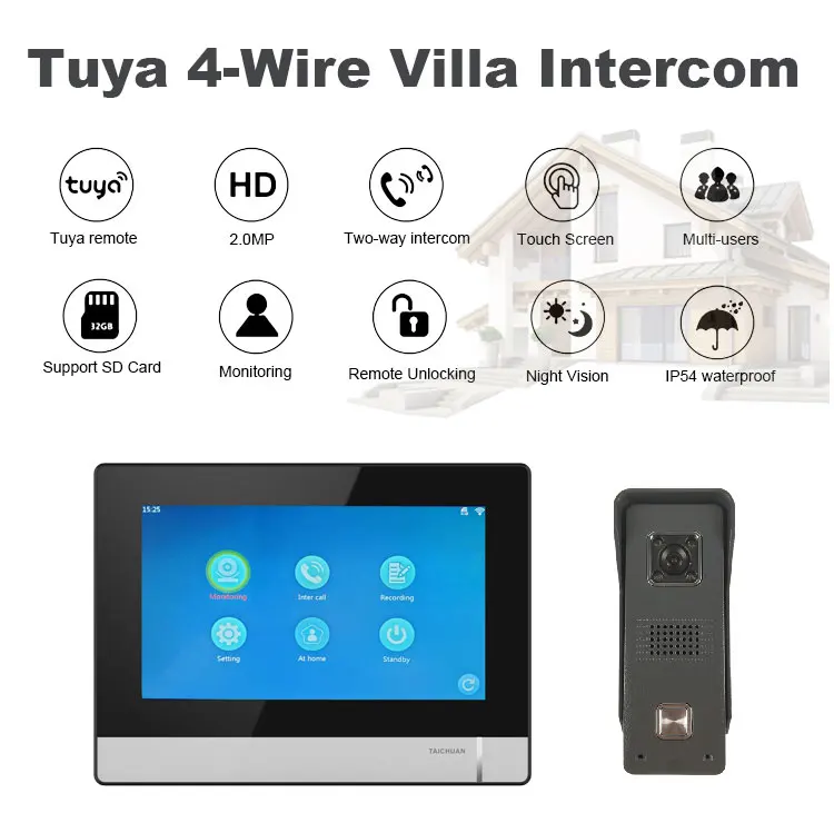 7 inch Touch Tablet Tuya IP/Wireless Intercom Android Security System Smart Home Control Video Doorphone  On Sale Stock