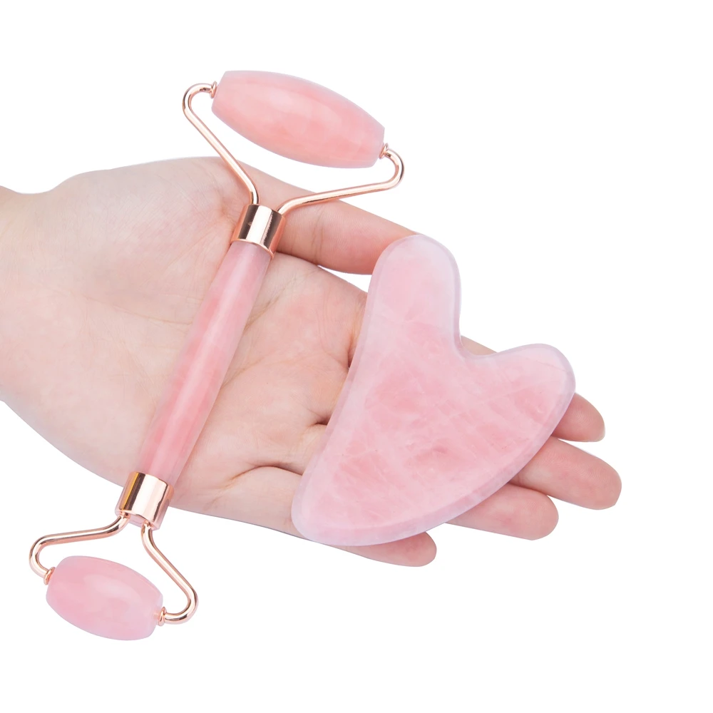 Custom Logo Jade Roller High Quality Facial Beauty Face Massage Roller Gua Sha Set Jade Roller For Face