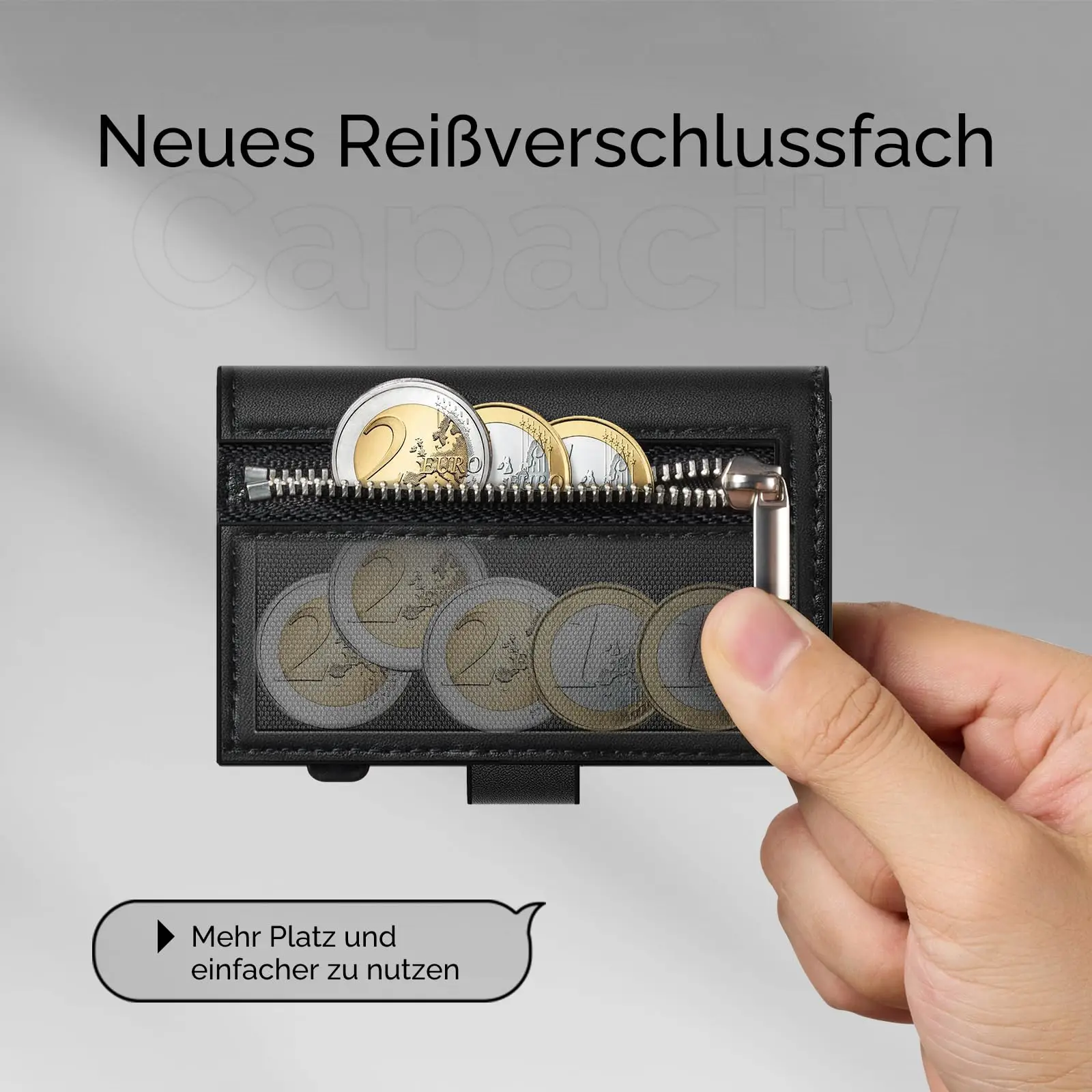 Factory Hot Sale Metal Pop Up Credit Card Holder Wallet Business Leather Card Case RFID Blocking Wallet With Zipper Coin Pocket