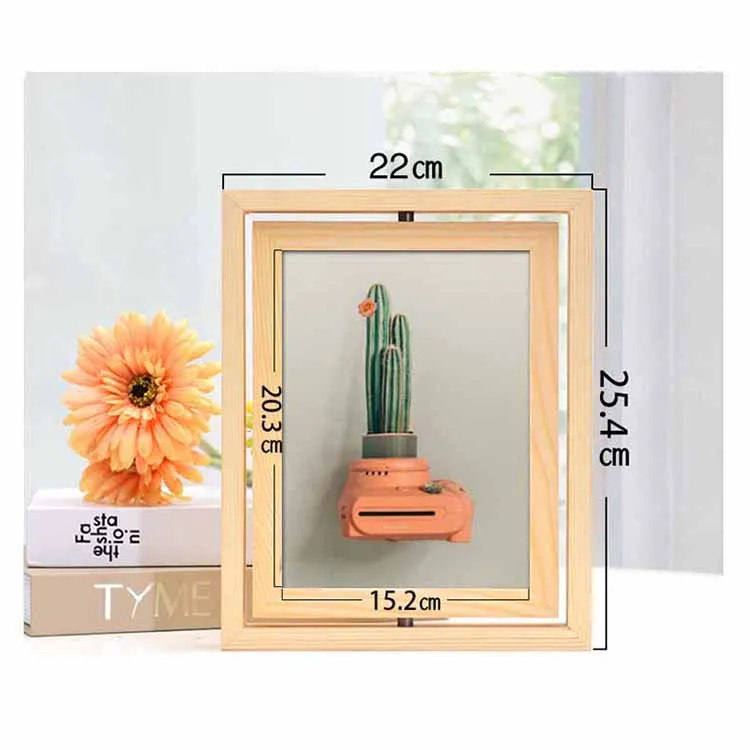 Creative Solid Wood 8-inch Nordic Double-sided Rotating Photo Frame Can Hold Two Photos Wooden Photo Frames