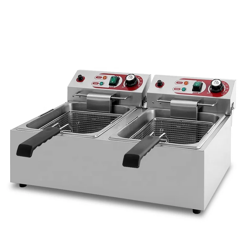 Professional CE certificated restaurant 42l heavy duty big commercial electric double chicken deep fryer machine