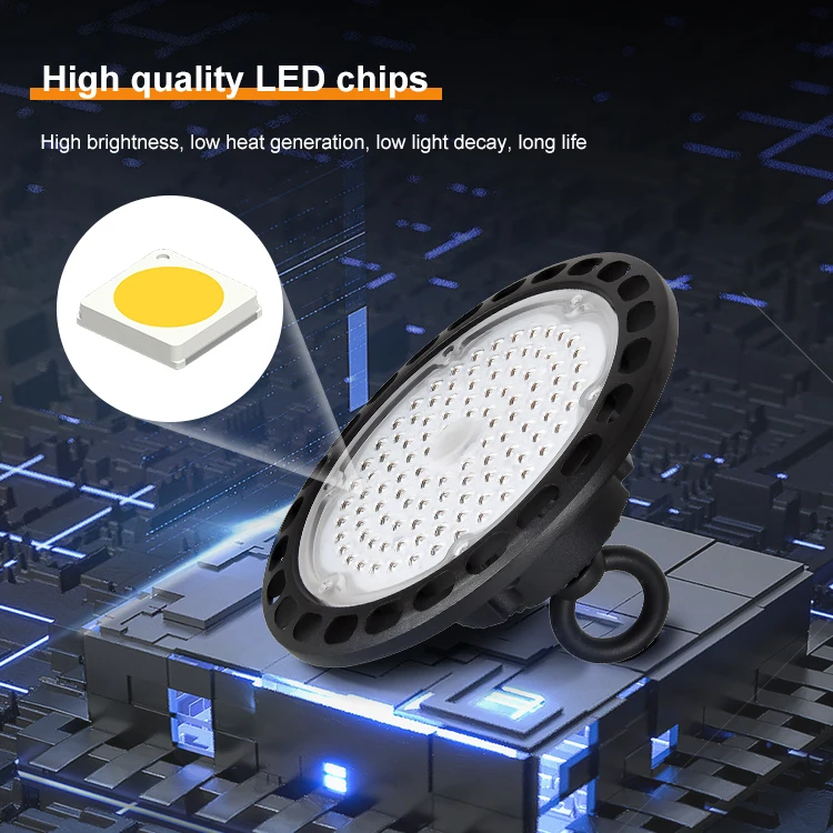 Заводская поставка Водонепроницаемая Ip65 Smd Cri 90 Ufo-тип 100 150 200 Вт линейная Светодиодная лампа для высоких промышленных помещений