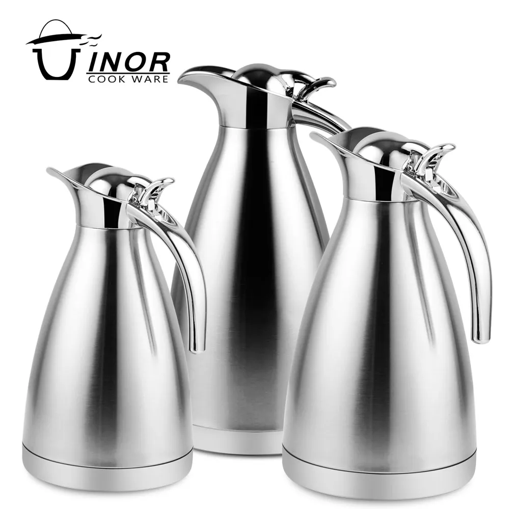 68 Oz/2L Stainless Steel Thermal Coffee Carafe with Press Button, Double Wall Vacuum Insulated Thermo Pot for Juice Milk Tea