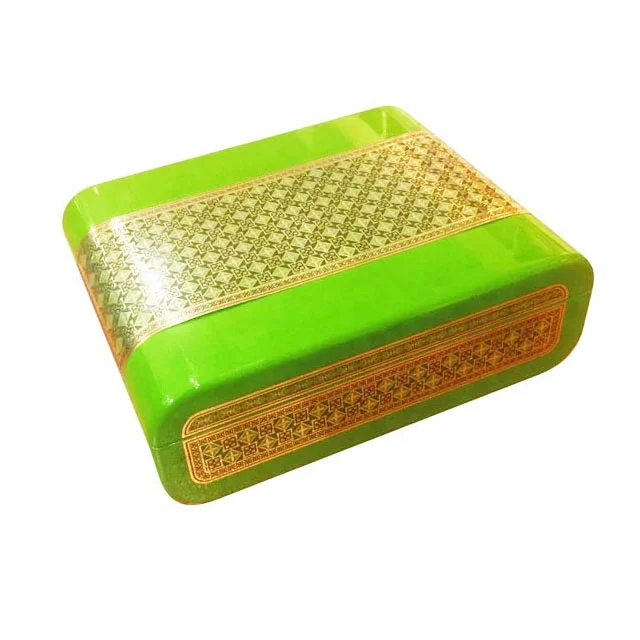 piano green lacquer finish arabic perfume gift box with metal plate