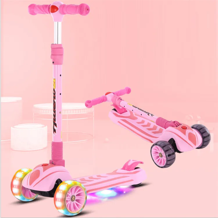 LC-KS019 2021 Китай складывающийся по нанесению собственных логотипов мигает 3 колёса из полиуретана для роликовых коньков Электрический Детский самокат Скутер способный преодолевать Броды подарок на Новый год Детские самокаты