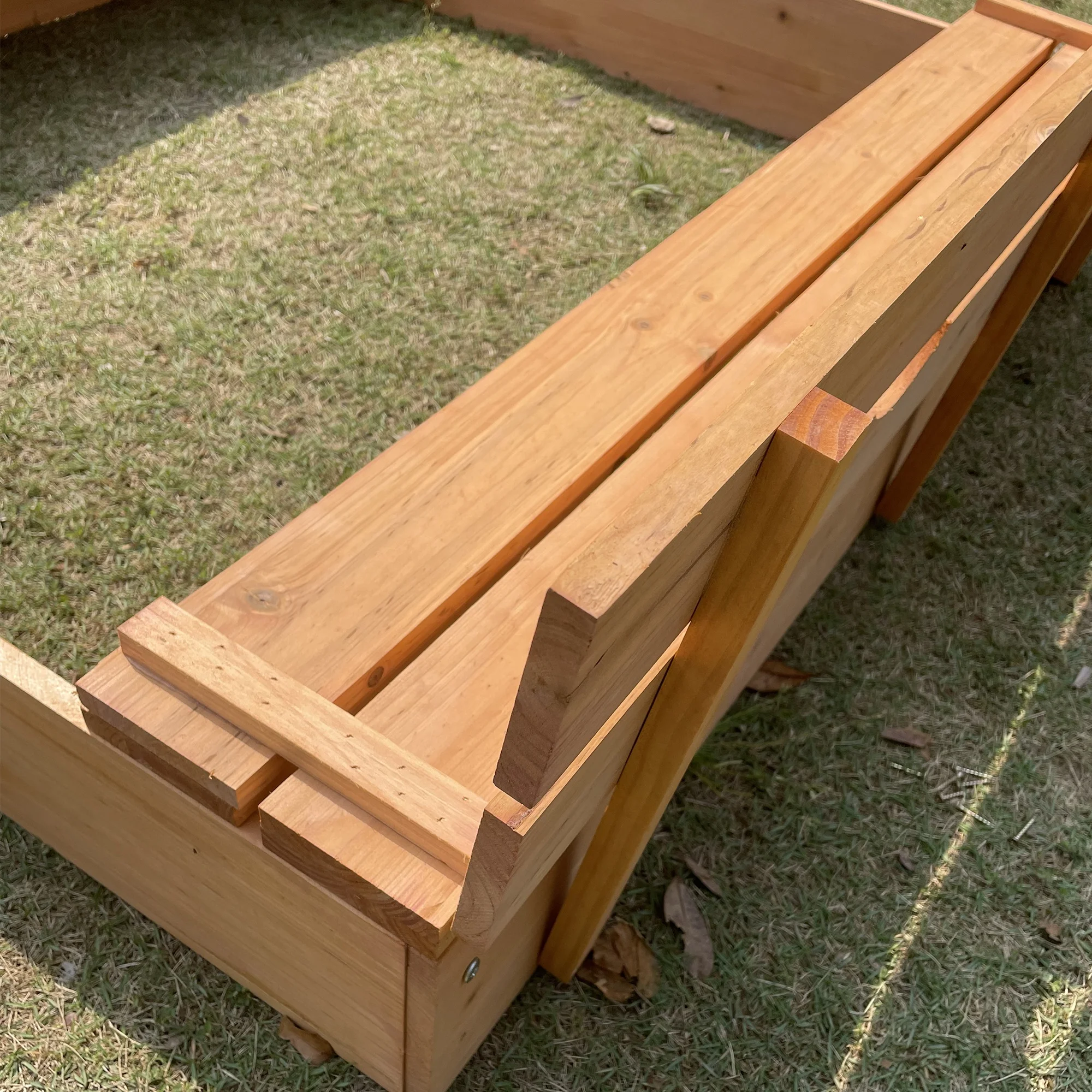 XTT013 Outdoor playing beach children wooden sandbox for kids natural color