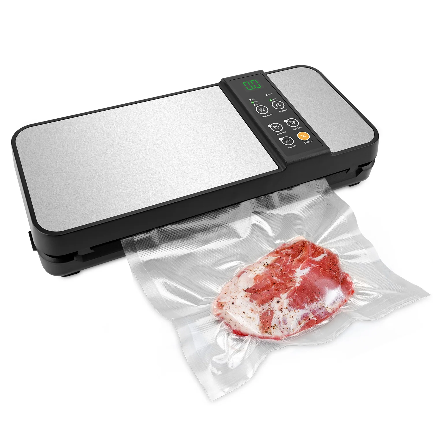Portable Household Electric Vacuum Sealer Machine Large Digital Display Stainless Steel Lid Built-In Bag Cutter 220v Voltage