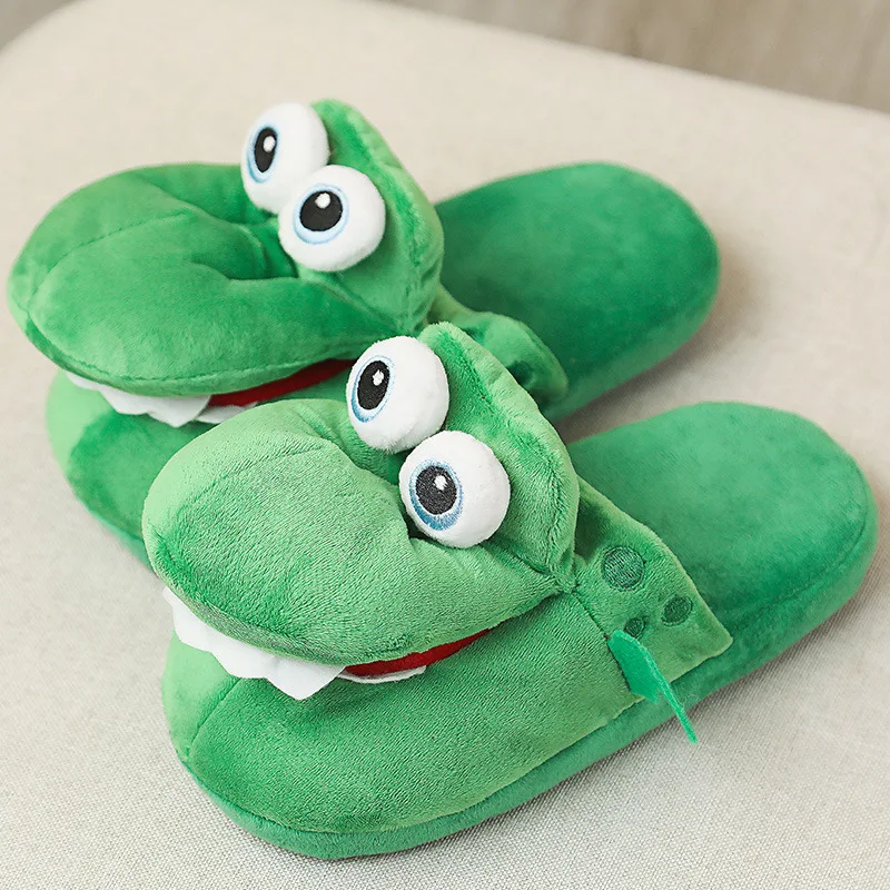 2024 Fashion Evil Fluffy Home Slippers Animal Warmth Pillow Crocodile Slippers