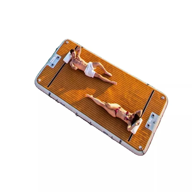 Barry Leisure Land Inflatable Swim Island Floating Raft Inflatable foil Water Jet Ski Dock Floats Platform with ladder