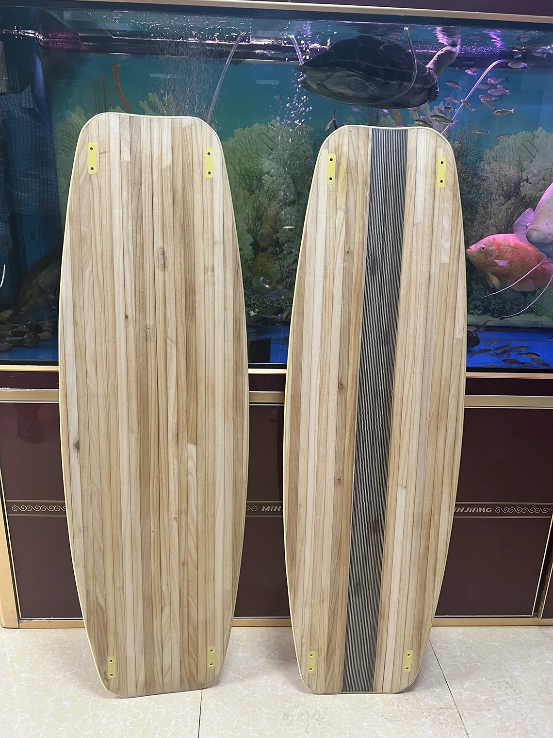 Ultra Thin Full Wood Wake Surfboards Real Wooden Wake Surfboards Customized  Epoxy Fiberglass Wake Board