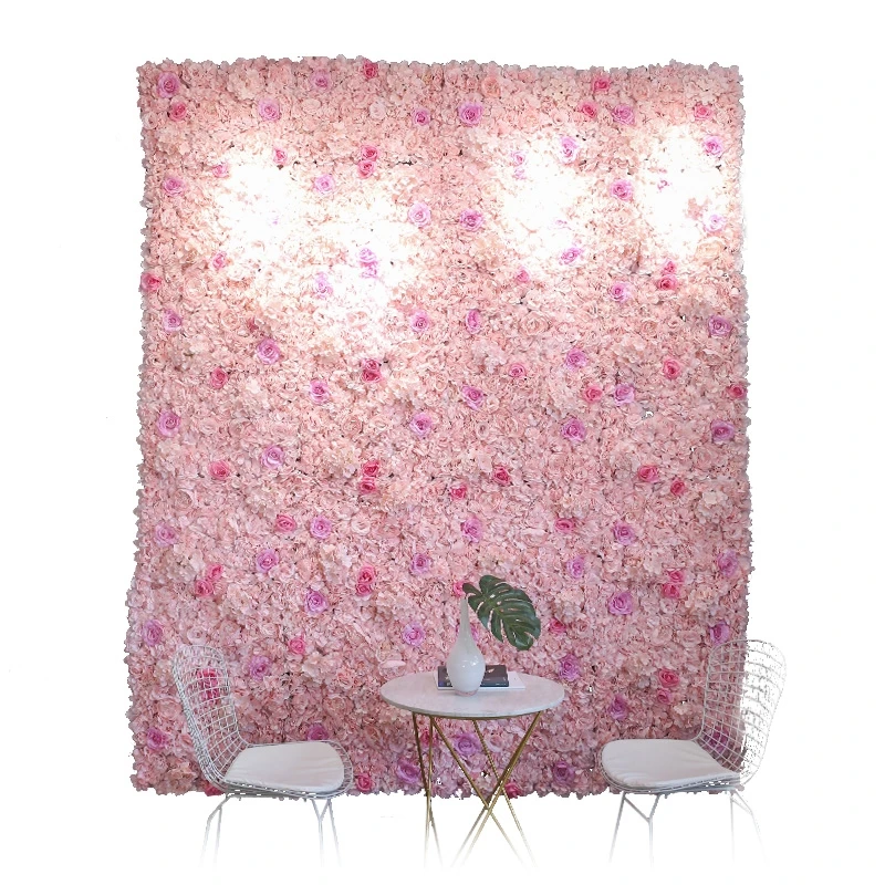 
Custom 3D Pink Flowerwall Wedding Artificial Silk Rose Flower Wall Panel Backdrop Artificial Flowers Decorative Flowers For Wall 