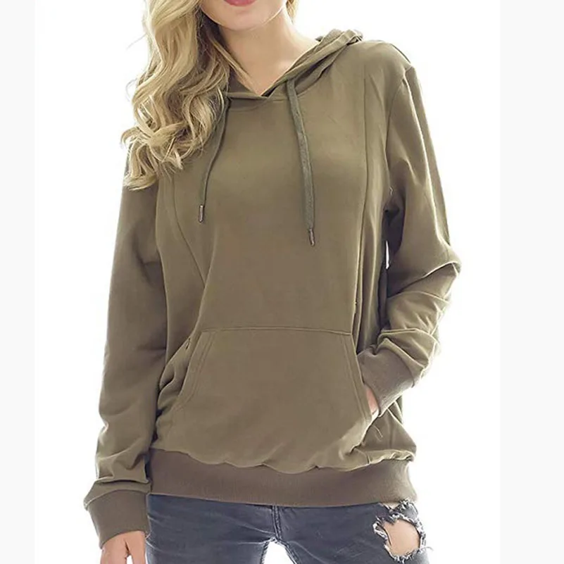  2021 hotselling 100% cotton women nursing casual hoodie maternity sweatshirt hidden zipper
