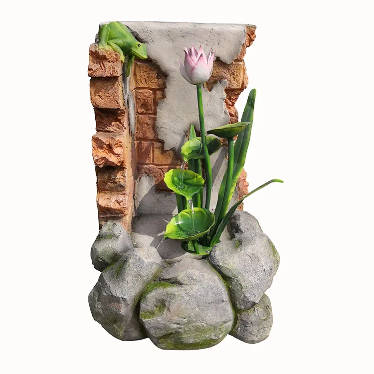 Metal Lotus Shape Mini-water-fountains Enchanted Garden Modern Water Fountain