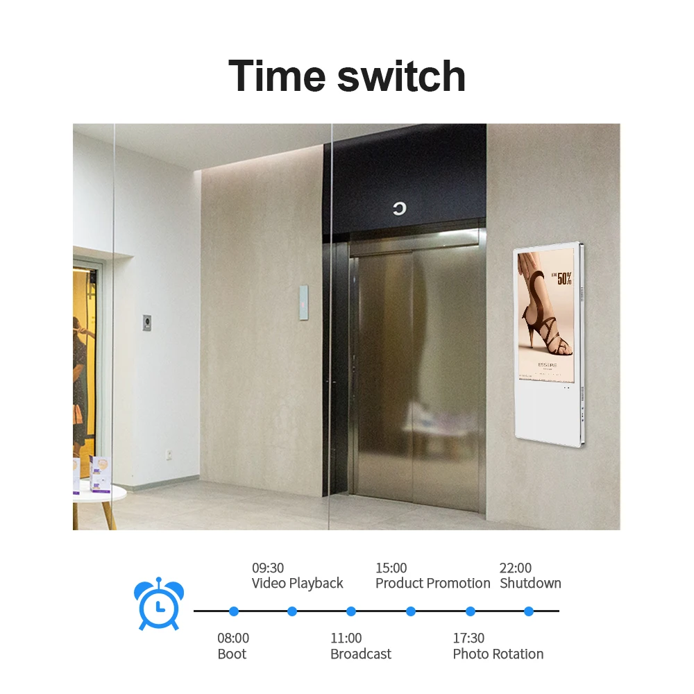 Wall Mounted Elevator Vertical Screens Digital Signage LCD Screen Advertising Player 18.5 inch with Software System Ads Display