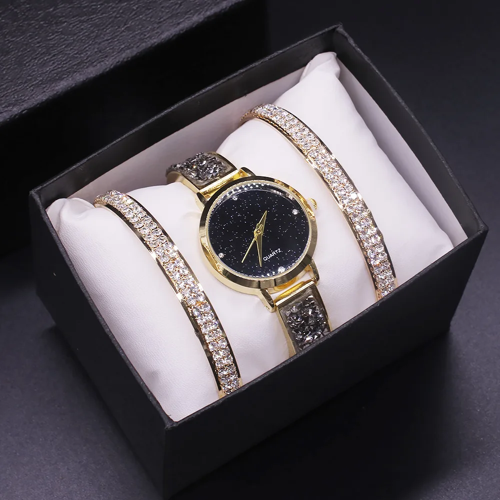 Luxury Shining Zircon Bracelet Watch Set 2023 Women Watches Bracelet Ladies Watches Wholesale