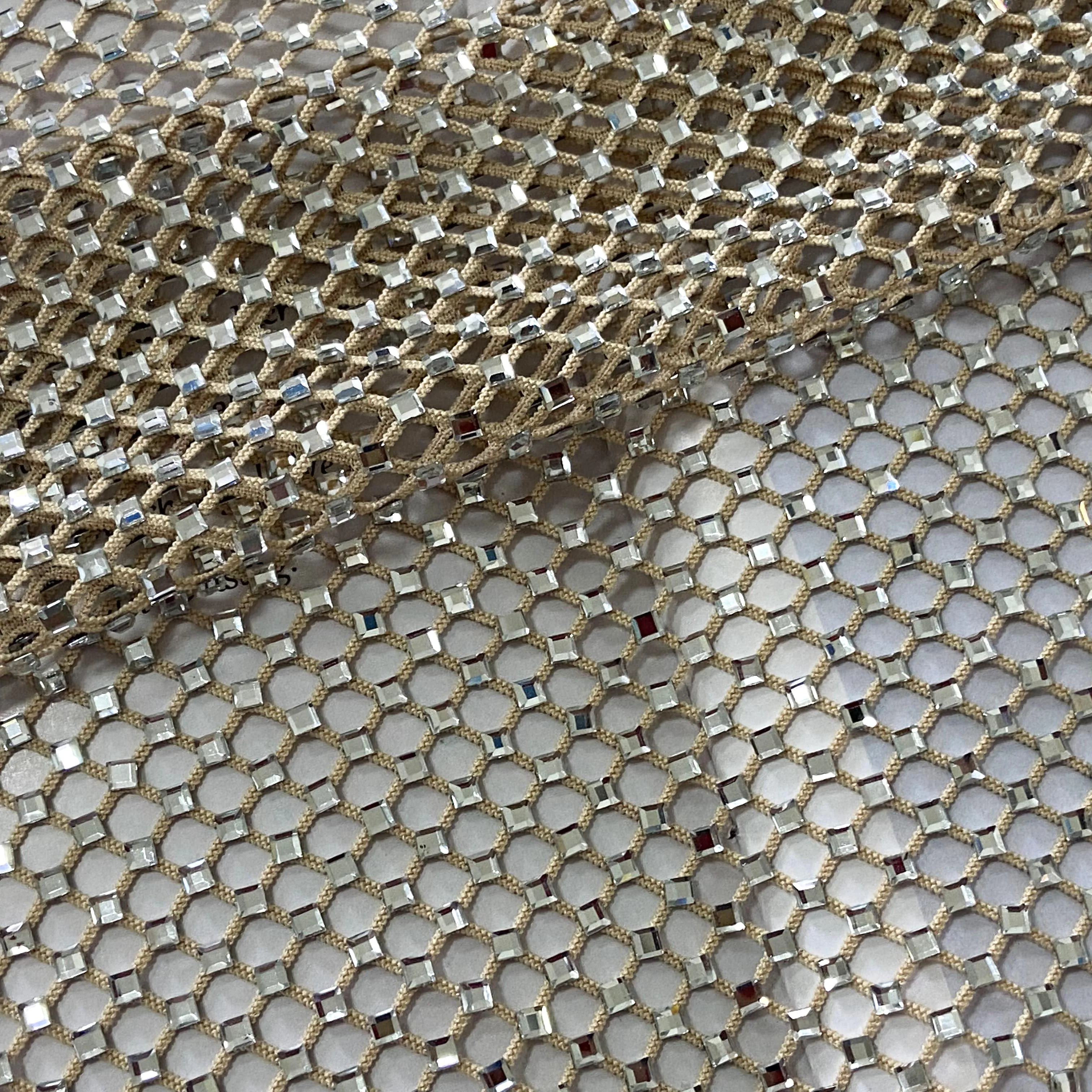 Fabric lace shiny beaded rhinestone lace fabric