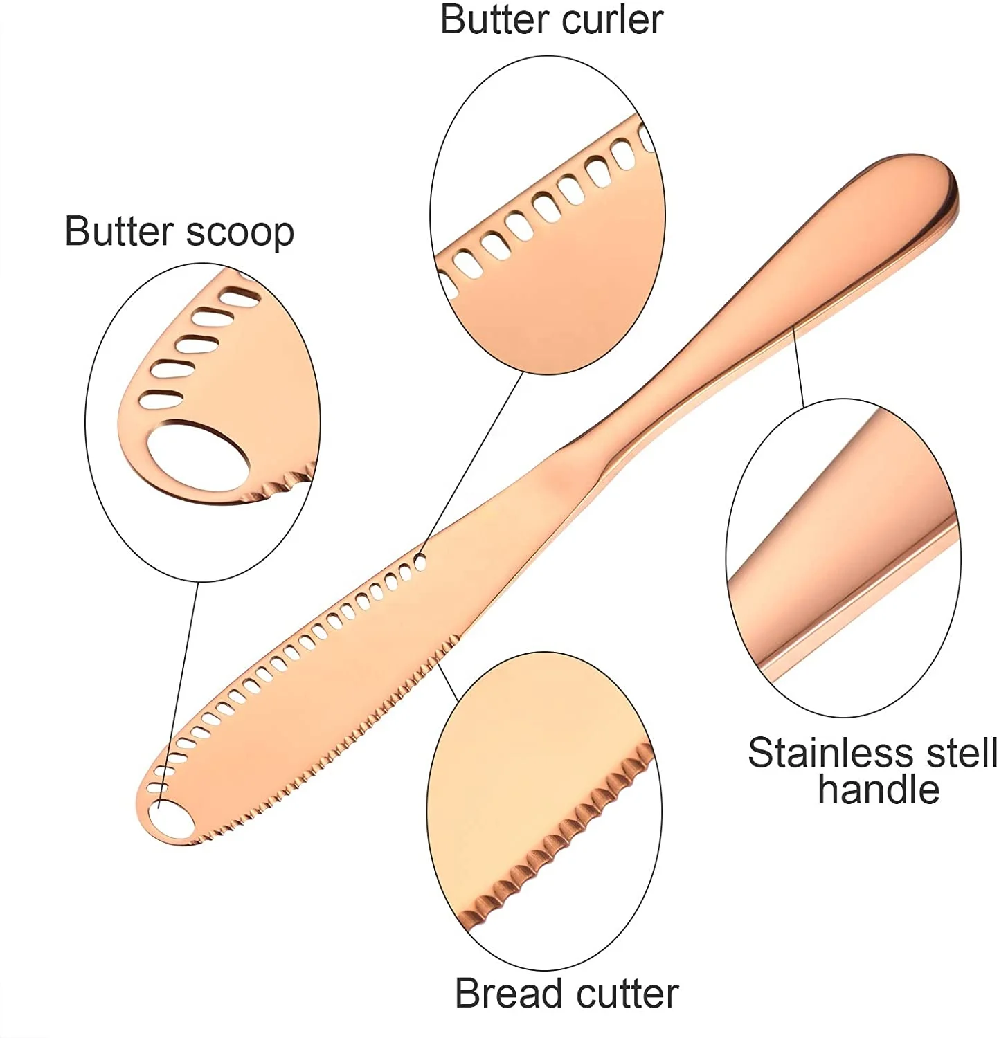Multi-Function Bread Dessert Knife Butter Spreader Stainless Steel Butter Knife