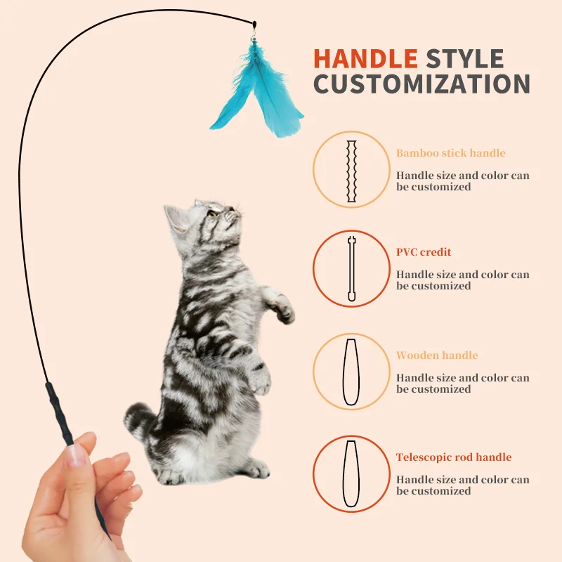 OEM Factory Cat Teaser  Eco-Friendly Steel Wire Pet Changeable Suction Cup Simulation Bird Rotating Feather Stick Cat Toy