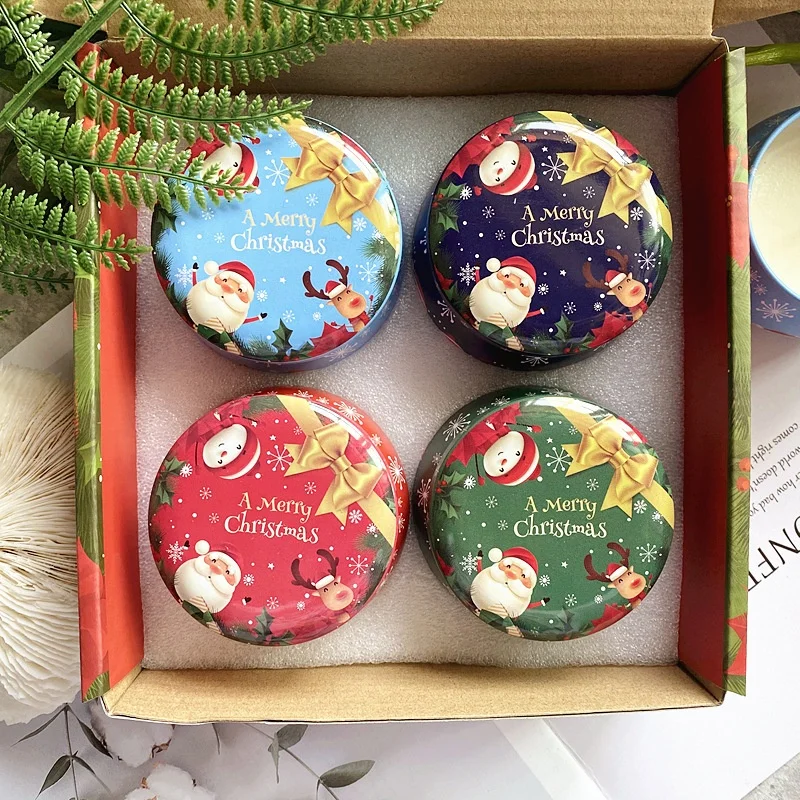 4pcs/pack Christmas Gift Box Tin Scented Candles Wholesale Custom Soy Wax Candle Tin Set Xmas Gift