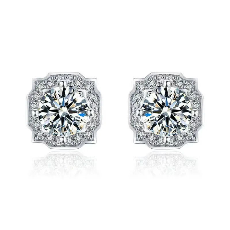 Fashion Light Luxury INS Women Jewelry Earrings Imitation Moissanite Zircon 925 Silver Brass Wedding Gift