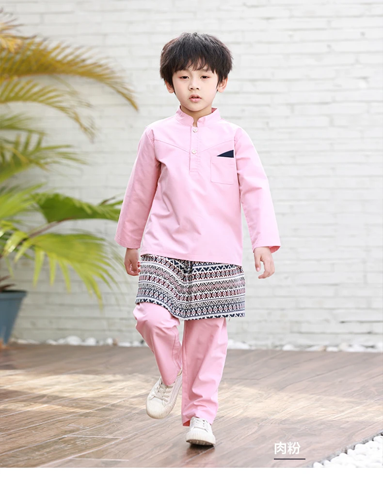 New Style Fashional Baby Boy Muslim Kids Clothes Designed 7-12Y Children Baby Muslimah Clothing Sets
