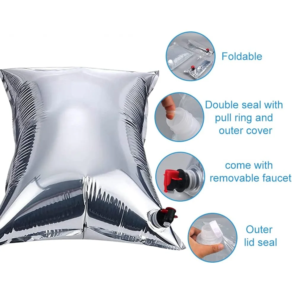 In Stock 5L 10L 20L Transparent Aluminised Foldable Emergency Water Storage Canister Bag Liquid Sterile Aseptic BIB Bag With Tap