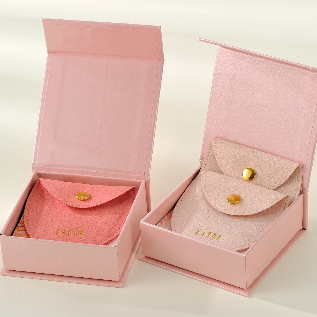 Wholesale Oval Pouch Magnet Boxes Pink Magnetic Closure Jewellery Gift Paper Box Luxury Folding Magnetic Jewelry Box Packaging