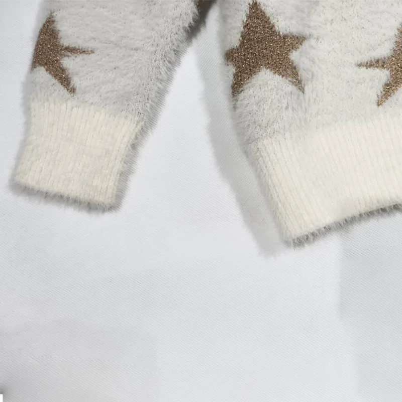 2020 white knit stars jacquard latest sweater designs for