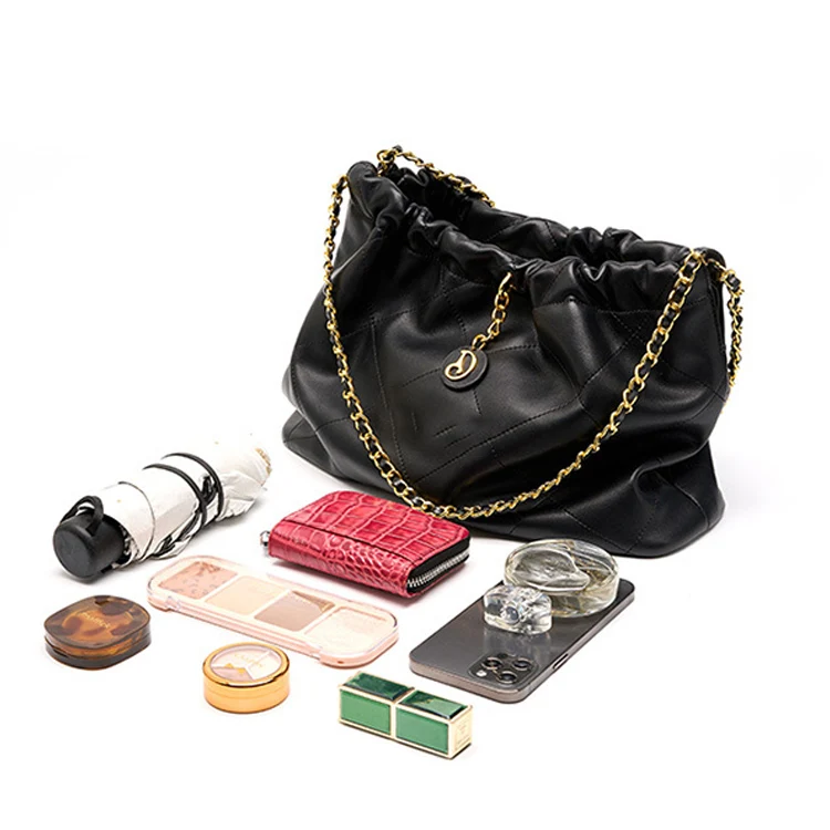 bag manufacturer Custom wholesale 2024 new ladies chain soft Genuine Leather vintage large capacity Shoulder Tote bags for women