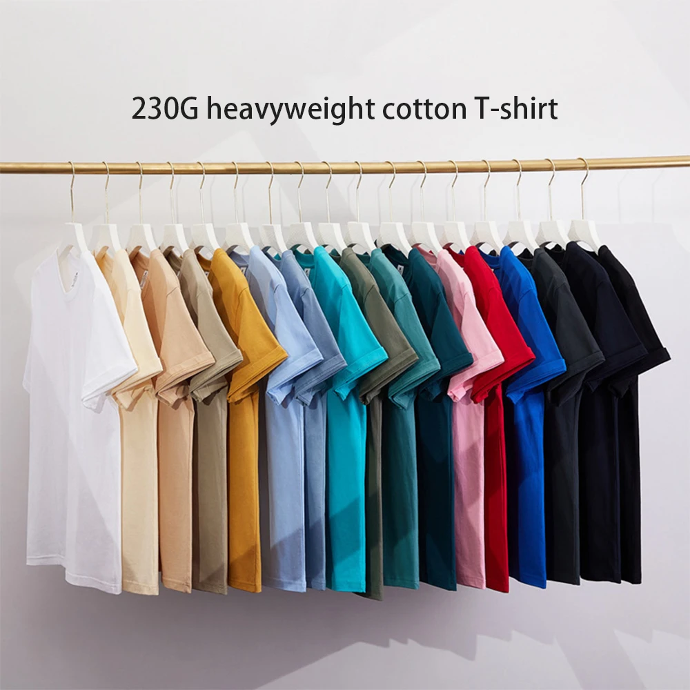 Wholesale Blank 230Gsm 100% Cotton Heavyweight T shirt Unisex Custom Logo Plus Size T Shirts For Men