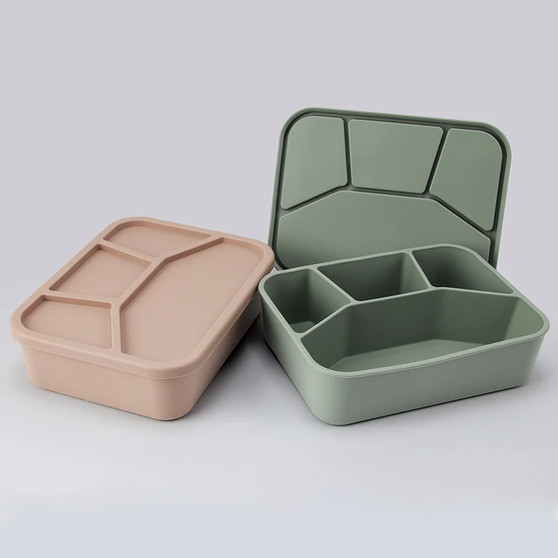 Stackable Food Storage Container with Lid Lunch Fruit Silicone Bento Box Durable Lunch Box Containers