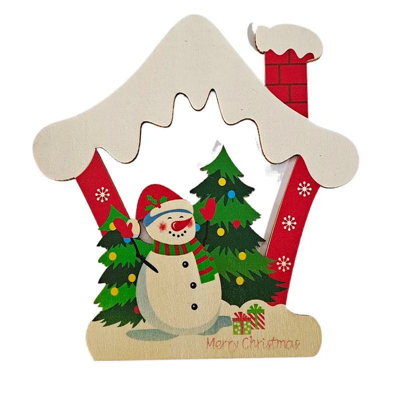 Wooden Christmas Small pendulum ornaments Laser Festival Gifts Home wood chip accessories painted wood crafts
