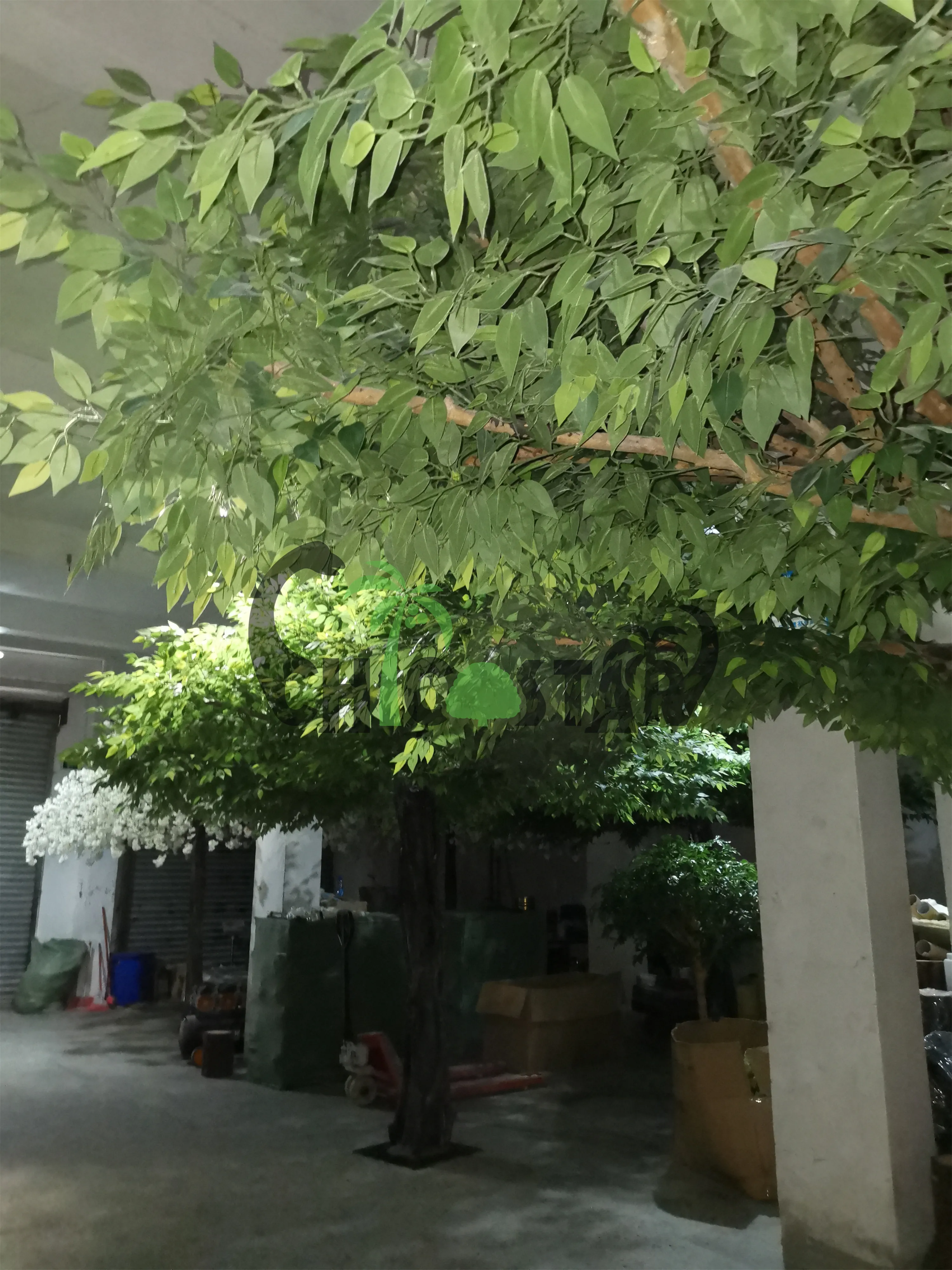 wholesale home decorative artificial wooden tree / large articicial indoor ficus tree green artificial banyan tree
